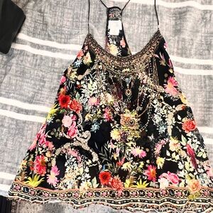 Camilla shoestring Floral Embellished Top